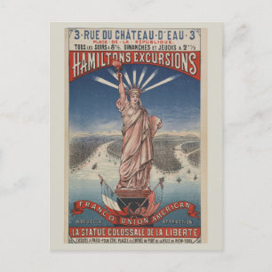 Vintage Statue of Liberty Paris an New York City Postkarte