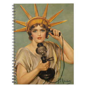 Vintage Statue of Liberty, WWI Patriotic War Ad Notizblock