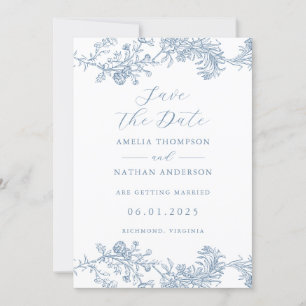 Vintage staubblaues elegantes Hochzeit-Save-the-Da Save The Date
