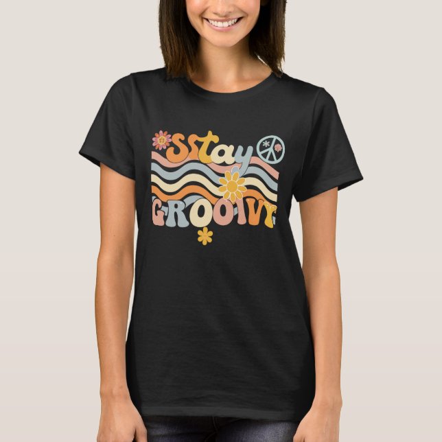  Vintage Stay Groovy Flower Power Tee (Vorderseite)