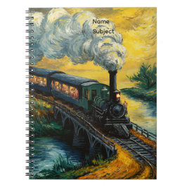Vintage Steam Engine Train Painting Notizblock