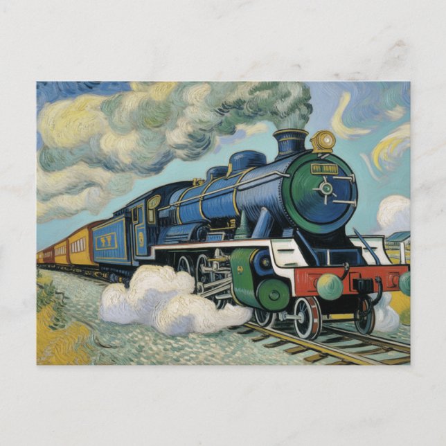 Vintage Steam Engine Train painting Postkarte (Vorderseite)