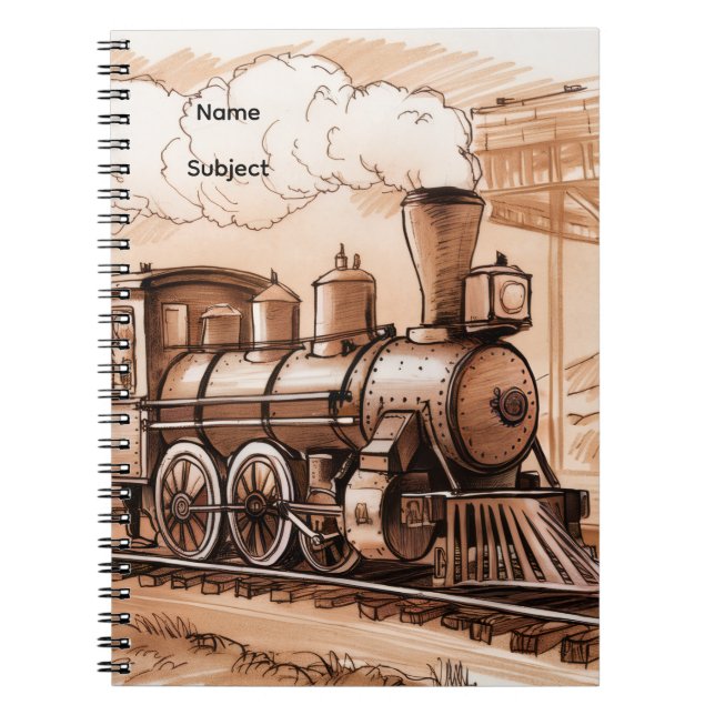 Vintage Steam Engine Train Sketch Notizblock (Vorderseite)
