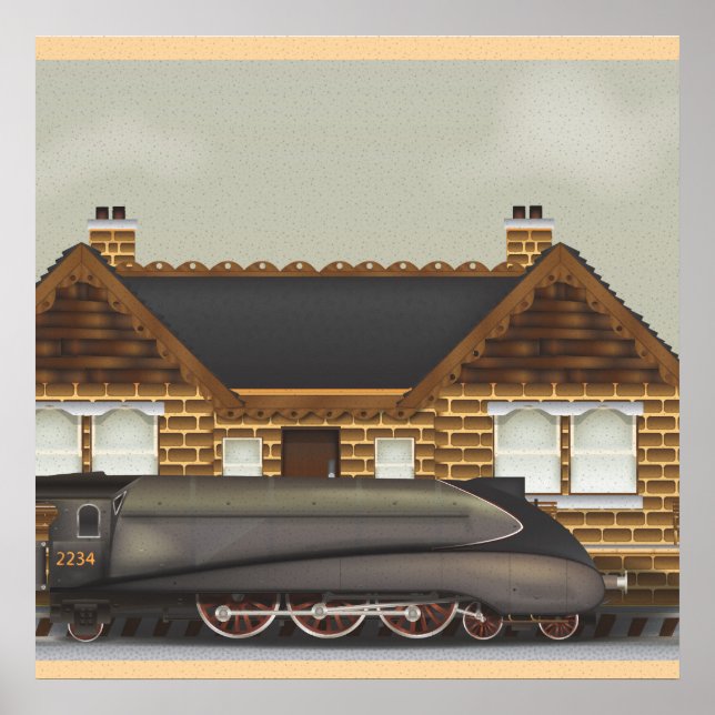 Vintage Steam Train in Station Poster (Vorne)