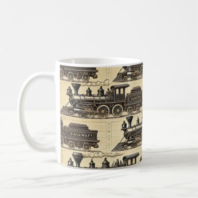 Vintage Steam Train Pattern | Heritage Railway Mug Kaffeetasse (Links)