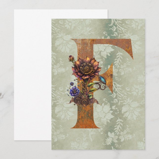 Vintage Steampunk-Bluetext-Mitteilungskarten Mitteilungskarte (Vorne/Hinten)