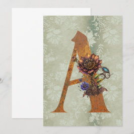 Vintage Steampunk-Floral Letter A-Mitteilungskarte Mitteilungskarte