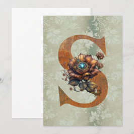Vintage Steampunk Floral Letter S-Mitteilungskarte Mitteilungskarte