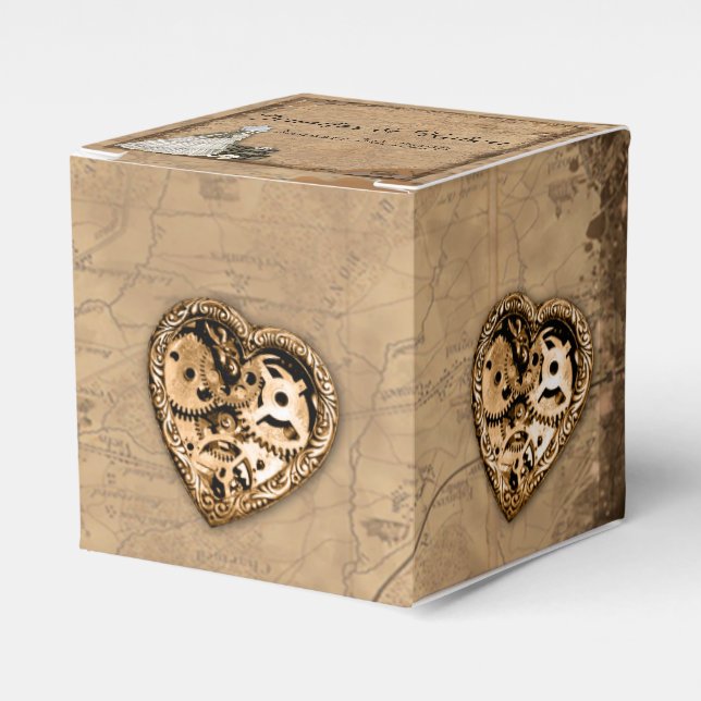 Vintage Steampunk-Gastgeschenk Hochzeit Geschenkschachtel (Vorderseite)