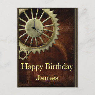 Vintage Steampunk Geburtstag Postkarte