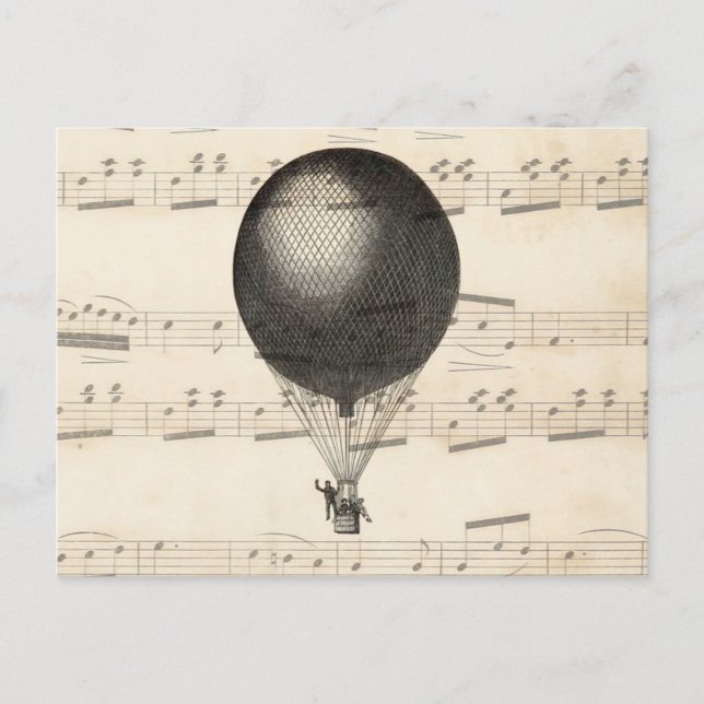 Vintage Steampunk-Heißluftballon Postkarte (Vorderseite)