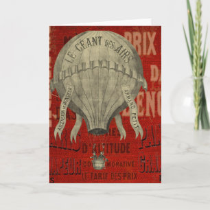 Vintage-Steampunk-Heißluftballonfahrt Personalisie Feiertagskarte