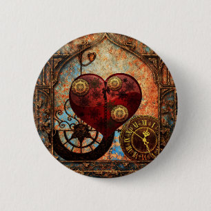Vintage Steampunk Herz-Tapete Button
