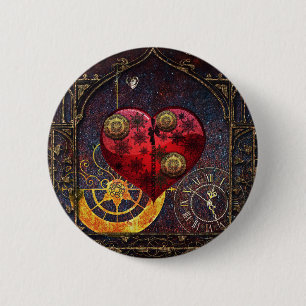 Vintage-Steampunk-Herzen Wallpaper Button