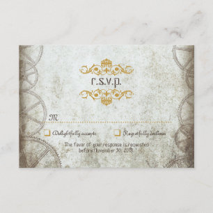 Vintage Steampunk-Hochzeit RSVP Karte