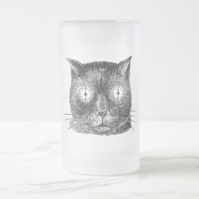 Vintage Steampunk Katze Mattglas Bierglas (Mittel)