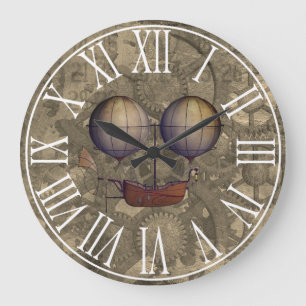 Vintage-Steampunk-Luftschiff Große Wanduhr