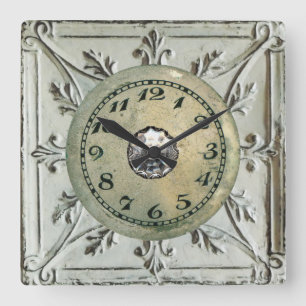 Vintage-Steampunk-Metallschrott Quadratische Wanduhr