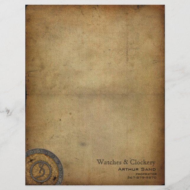 Vintage-Steampunk-Monogramm S Briefbogen (Vorderseite)
