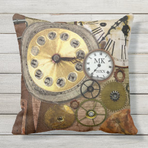 Vintage Steampunk Retro Uhr übersetzt antikes Gol Kissen Für Draußen