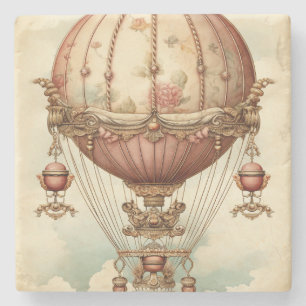 Vintage-Steampunk-Rosa Heißluftballon Steinuntersetzer