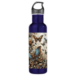 Vintage Steampunk-Schmetterlinge Edelstahlflasche