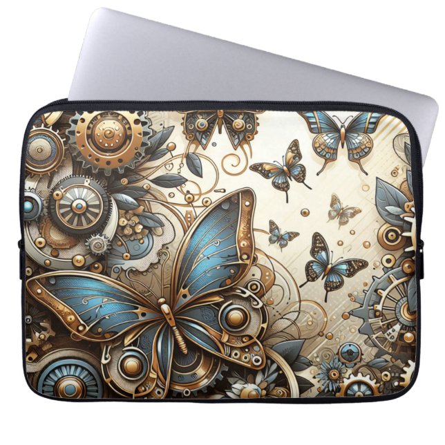 Vintage Steampunk-Schmetterlinge Laptopschutzhülle (Vorderseite)