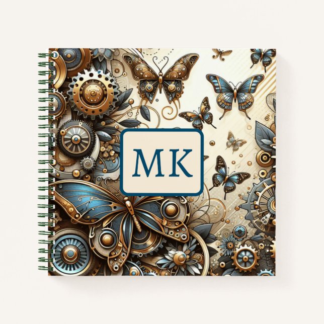 Vintage Steampunk-Schmetterlinge Notizbuch (Vorderseite)