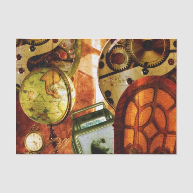Vintage Steampunk Tapete Seidenpapier (Vorderseite)
