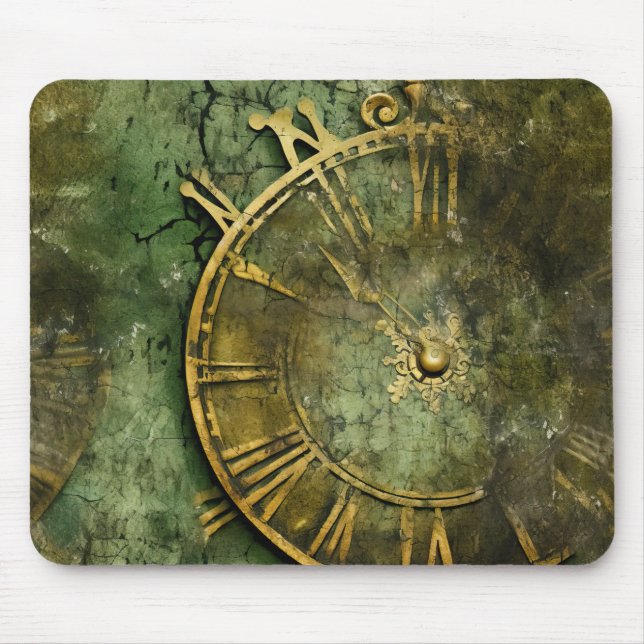 Vintage-Steampunk-Uhrwerk-Smaragd Mousepad (Vorne)