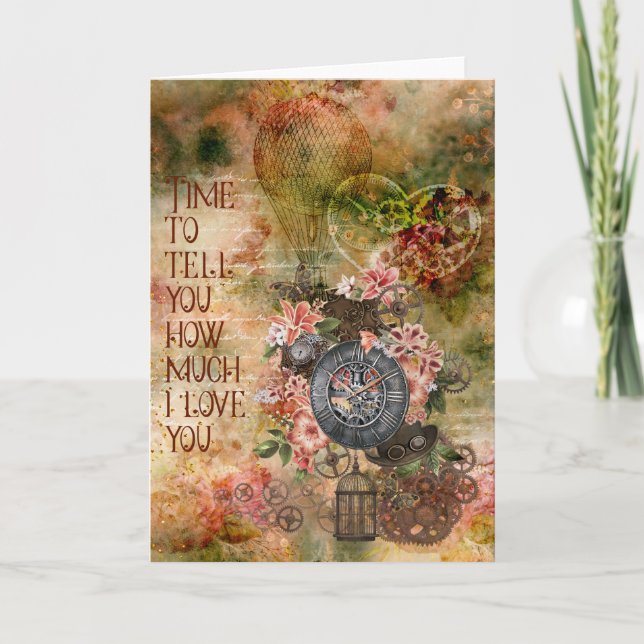 Vintage Steampunk-Valentinenkarte - Leere Karte (Vorderseite)