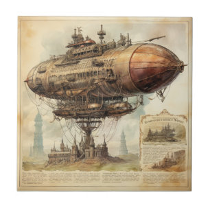 Vintage Steampunk-Zeppelin (10) Fliese