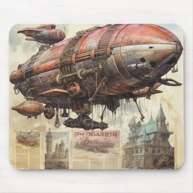 Vintage-Steampunk-Zeppelin (9) Mousepad (Vorne)