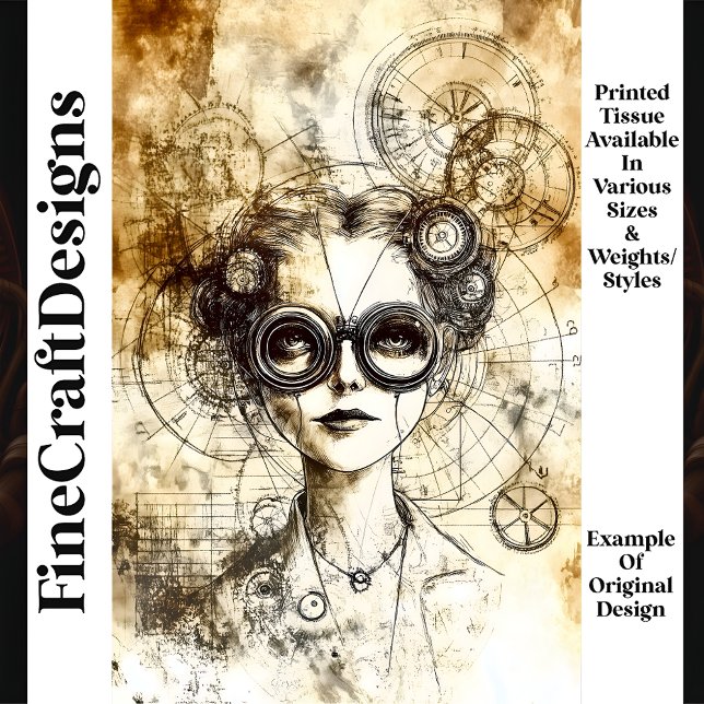 Vintage Steampunkweibliche Blueprint N6 Decoupage Seidenpapier (Von Creator hochgeladen)