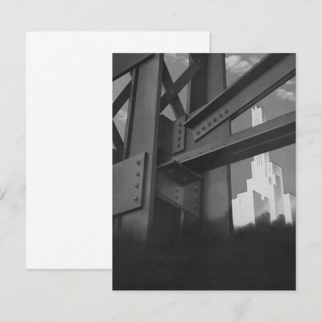 Vintage Steel Construction Skyscraper Invitation (Devant / Derrière)