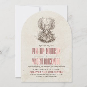 Vintage steigende Phönixe Liebes Hochzeitseinladun Einladung