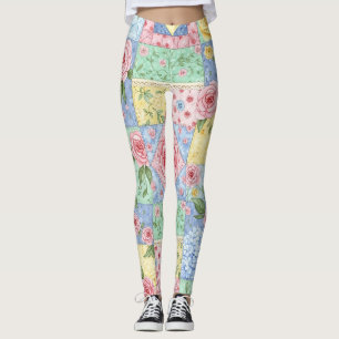 Vintage Steppdecke Rosenmuster Leggings
