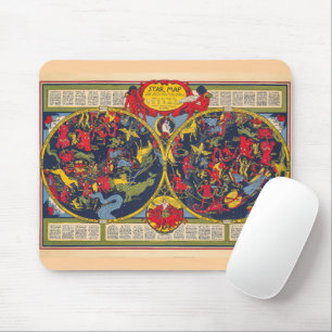 Vintage-Sternkarte Sternbilder Himmelsdiagramm Mousepad