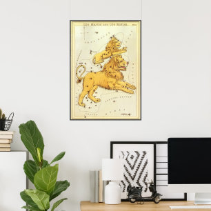 Vintage-Sternzeichen, Astrologie Löwe Löwe-Konstel Poster