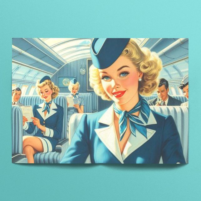 Vintage Stewardess-Illustration Seidenpapier (Von Creator hochgeladen)