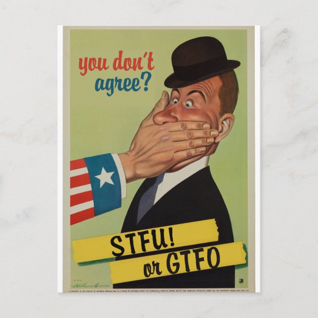 Vintage STFU oder GTFO Postkarte (Vorderseite)