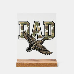 Vintage-Stich Duck Dad Camo Vektor-Shirt-Design Acrylschild