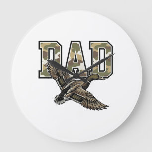 Vintage-Stich Duck Dad Camo Vektor-Shirt-Design Große Wanduhr