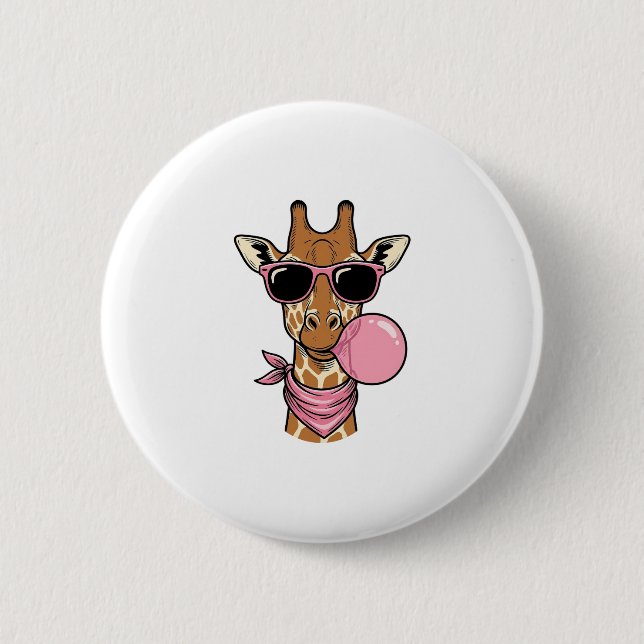 Vintage-Stich Giraffe Bubblegum Vektor Design_ Button (Vorderseite)