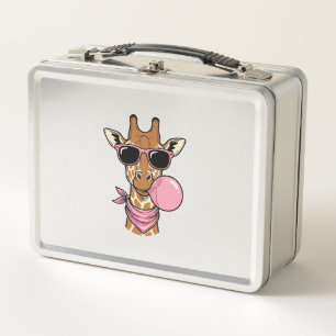 Vintage-Stich Giraffe Bubblegum Vektor Design_ Metall Brotdose