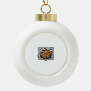 Vintage-Stich Halloween-Kürbis-Shirt-Design_1 Keramik Kugel-Ornament