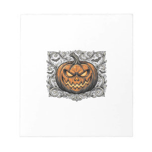 Vintage-Stich Halloween-Kürbis-Shirt-Design_1 Notizblock