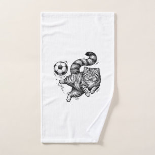 Vintage-Stich-Katze-Fußball-Tritt-Shirt-Design (4) Handtuch