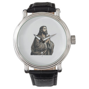 Vintage-Stich Mann betend religiöses Hemd Desi Armbanduhr