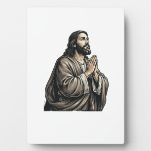 Vintage-Stich Mann betend religiöses Hemd Desi Fotoplatte